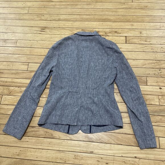 Cartonnier Anthropologie Linen Blazer Women 4 Blue Light 2 Button Preppy Beach 4 - Picture 15 of 16